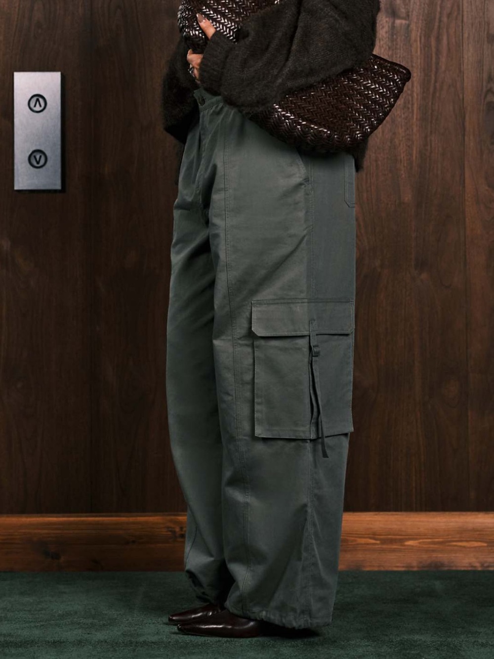 ASOS Olive Green Cargo Pants with Drawstring Hem size large